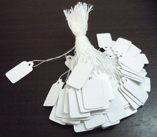 Pandahall 500 Pcs White String Jewelry Price Tags Clothing Display Tag Rectangle