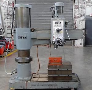 Ooya radial arm drill re-1225h 4&#039; x 11&#034; power elevation, feeds &amp; clamps for sale
