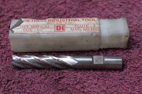 1/2&#034; END MILL 2&#034; FL 4&#034; OAL 4  FLUTE M2 HSS DETROIT TOOL