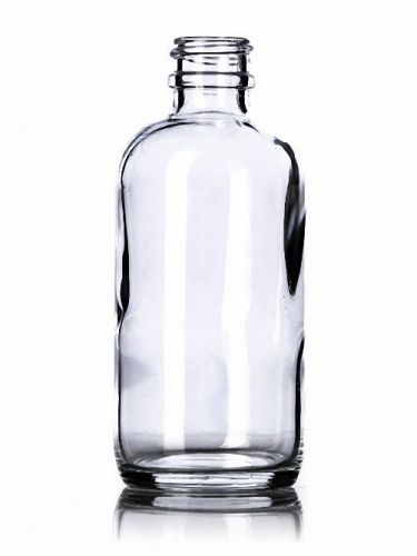 4 oz (120 ml) Boston Round CLEAR Glass Bottles (Lot of 12) (You Choose Cap)