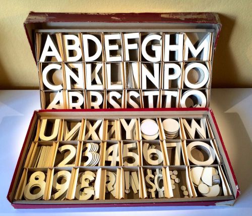 HUGE box Hallcraft diecut sign typeface 3&#034; letter number symbol display set 