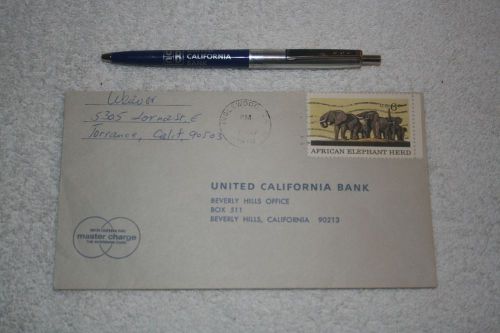 Vintage 1970&#039;s BALLPOINT PEN + ENVELOPE * United California Bank / Master Charge