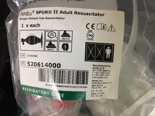 520614000 Ambu Spur II Adult Resuscitator w/ 2 Masks, Adult Medium &amp; Adult Large