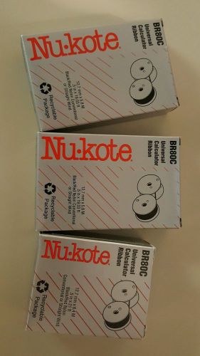 Lot of 3 nukote br80c black &amp; red universal calculator ribbon nip free shipping for sale