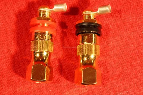 Pair very heavy locking binding posts, +/- red/black, banana speaker connector for sale