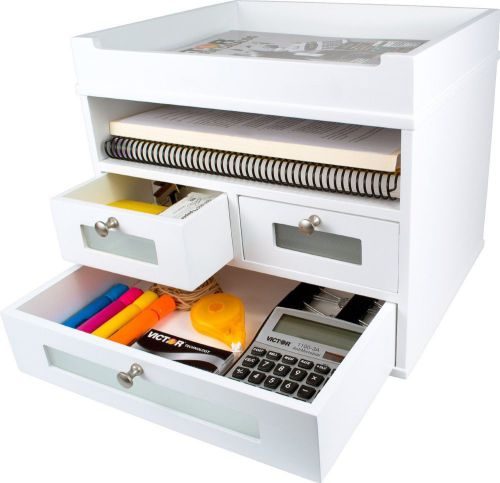 Wood Desk Organizer Tidy Tower Office Home Rack Storage Drawer Paper Stamp Book