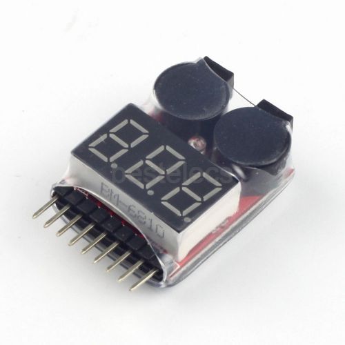5pcs 1-8S 2 in 1 Indicator RC Lipo Battery voltage Tester Buzzer Alarm