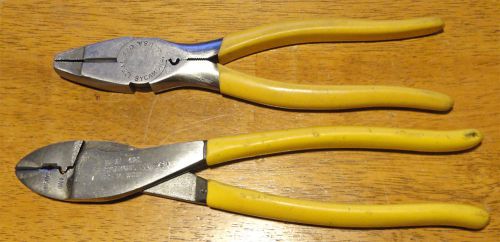Ideal 9&#034; 420 Linemans Linesman Pliers &amp; 10&#034; 429 Crimper Made In USA Klein Betts