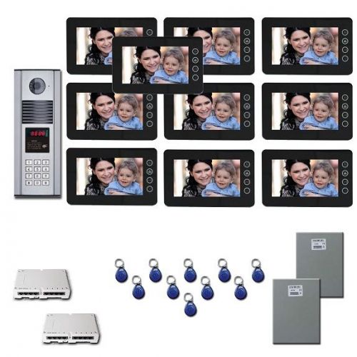 Building video intercom ten 7&#034; video monitor door camera kit for sale