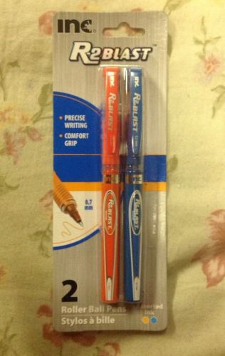 INC~R2BLAST~COMFORT GRIP~BLUE/ORANGE INK~R2~ ROLLER BALL PENS-