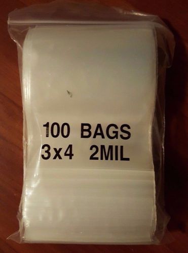 300 3&#034;x4&#034; reclosable bags (3 lots of 100) - 2mil clear poly plastic bags for sale