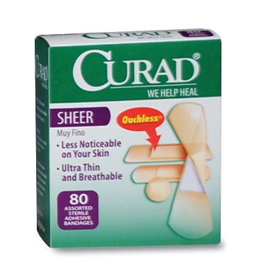 Curad Sheer Strip Bandages - Assorted Sizes (2 Boxes - 80 Bandages per Box)