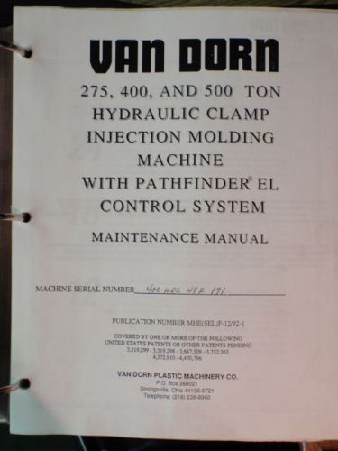 Van dorn pathfinder el control system maintenance manual mhe(sel)f-12/92-1 _1992 for sale