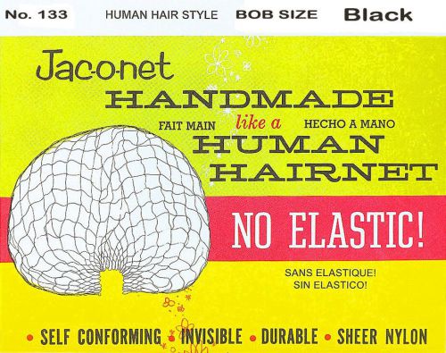 Jac-O-Net  #133  Human hair Style Bob size Hair Net  no/Elastic (1) pcs.  Black