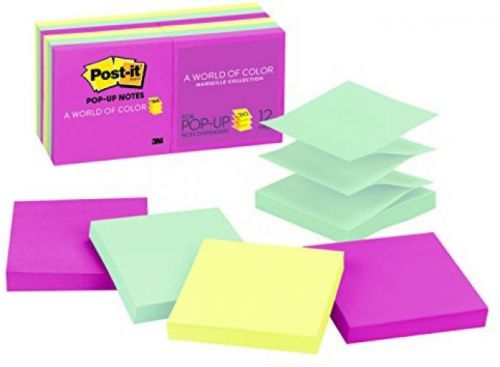 Post-it pop-up notes, 3 in x 3 in, marseille collection, 12 pads/pack, 100 for sale
