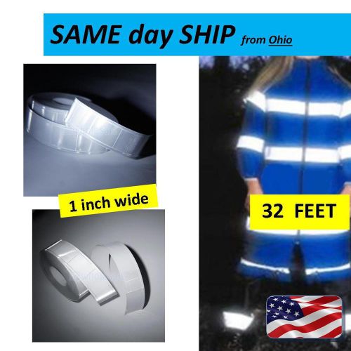 White Coal Mining Reflective one inch wide - 32 ft. ROLL sew in safety clothing