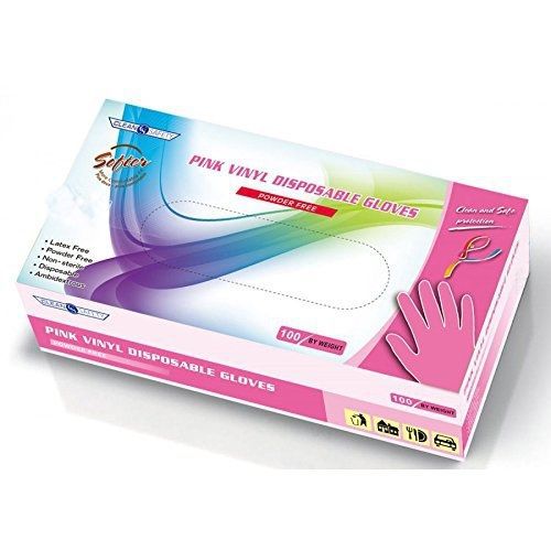 Sara Glove Pink Vinyl Disposable Gloves Powder Free Latex Free 3.8 Mil Thickness