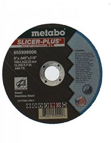 Metabo 655998000 6 X .045 X 7/8 A 60 TX, For Steel /Stainless Steel, Qty: 50 In