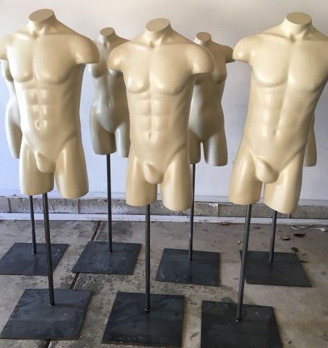 FUSION SPECIALITIES MALE FEMALE TORSO MANNEQUIN LOT OF 7 MANNEQUINS W/STANDS