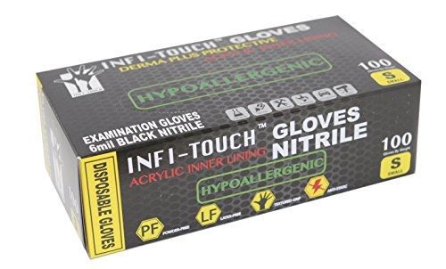 Infi-Touch Infi-touch, Heavy Duty, Black Nitrile Gloves, 9.5&#034; Length, Powder