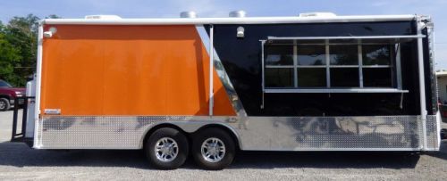 Concession Trailer 8.5&#039; x 24&#039; Orange and Black Catering Event Trailer