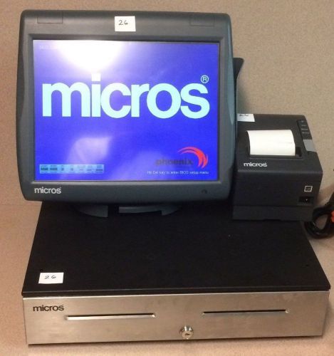 Micros WS 5A Terminal With Stand, Cash Drawer, Printer, 400814-101 (Unit 26)