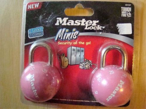 Master Lock Minis 2 Locks 1 Combination Pink Ball Metal Security on the Go NEW
