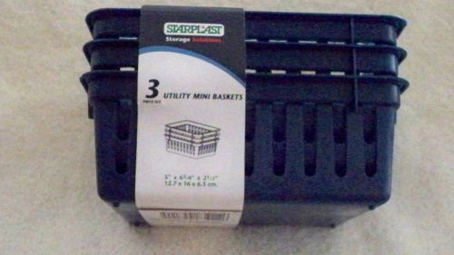 Starplast 3 Piece Blue Mini Plastic Storage     5&#034;x6 3/8x 2.5&#034;    Plastic   New