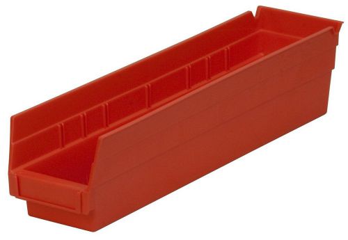 Akro-mils 30128  18-inch by 4-inch by 4-inch plastic nesting shelf bin box, red, for sale
