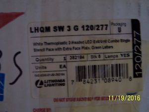 Lithonia lighting LHQM SW 3 G 120/277 WHITE THERMOPLASTIC LED EXIT/UNIT COMBO