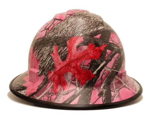 Custom hydro dipped vented full brim hard hat in pink camo - made in the usa for sale