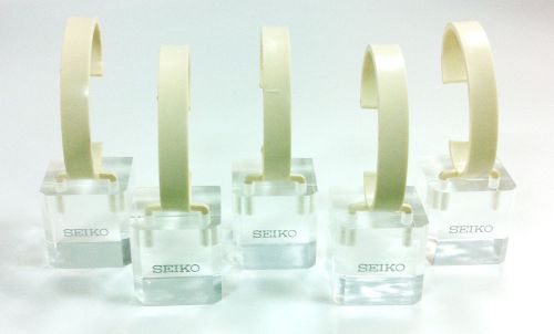 SEIKO 5 PC CLEAR ACRYLIC INDIVIDUAL WATCH CUBE STAND DISPLAY WITH  SLEEVES