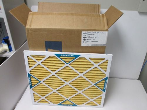 Lot of 12 New Koch 102-081-017 Pleated Air Filters, Dimensions: 20&#034; x 24&#034; x 1&#034;