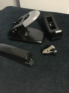 Stapler, Tape Dispenser, Staple remover and two hole paper punch Desk Set