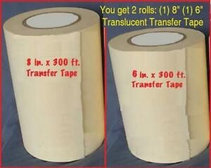 8&#034; &amp; 6&#034; APPLICATION TRANSFER Paper TAPE 300 ft. roll for Vinyl PLOTTER cutter
