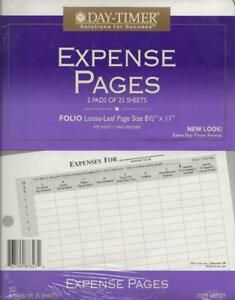 DAY-TIMER EXPENSE PAGES 2 PADS OF 25 SHEETS NEW IN SEALED PACKAGE