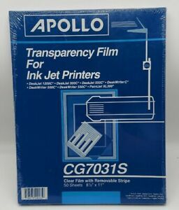 APOLLO Transparency Films For Ink Jet Printers CG7031S-NEW 50 Sheets (8.5”X 11”)
