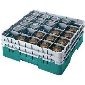CAMBRO 25 COMP. GLASS RACK, FULL SIZE, 4.5&#034; H MAX. TEAL 25S418-414