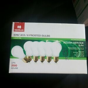 4 Boxs of 6 Rough Service Bulbs, 50 Watt, 120/130V, A19, Frosted, Long Life,