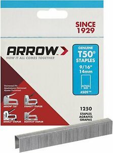 Arrow 509 Genuine T50 9/16-Inch Staples, 1,250-Pack