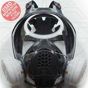 SHIGEMATSU TW099 FS01 SIZE L FULL FACE REUSABLE RESPIRATOR USED + NEW T3+ FILTER