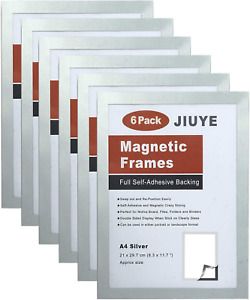 JIUYE 6Pcs Magnetic Sign Holder,8x11.5&#034; PVC Self Adhesive Window Frame,Clear Mag