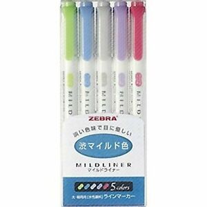Zebra MILDLINER Highlighter 5-Color Set WKT7-5C-NC F/S w/Tracking# Japan New