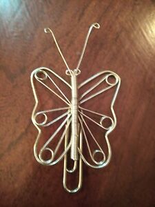 Speciality Large Metal Silvertone PaperClip in Shape of Butterfly