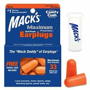 Maximum Protection Soft Foam Earplugs 33 dB Highest NRR Comfortable Ear Plugs
