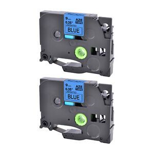 2PK Compatible with Brother P-Touch TZ TZe-521 Black on Blue Label Tape 0.35&#034;