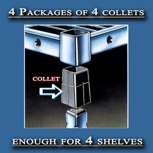 4 Packages Amco Square Collets/Clips Black Plastic Shelving Brackets MF# - COLZ