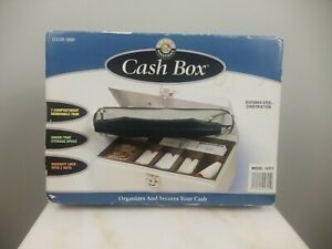 Hirsh Industries Textured Steel Locking Cash Box w/Compartment Tray &amp; Key (New)