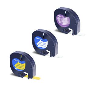3Colors 16952 91331 91332  Plastic Label Tape Set for Dymo LetraTag LT100H