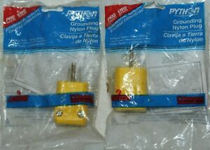 Two Leviton Python 257B Grounding Nylon Male Plugs, 2-P, 3-W, 20A, 125V AC
